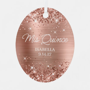 Glitterie Rose Gold Foil Quinceñera Dress Foto Ornament Aus Metall