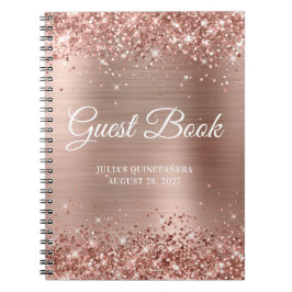 Glitterie Rose Gold Foil Quinceñera Gästebuch Notizblock