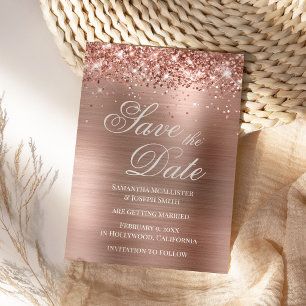 Glitterie Rose Gold Foil Save the Date Einladung
