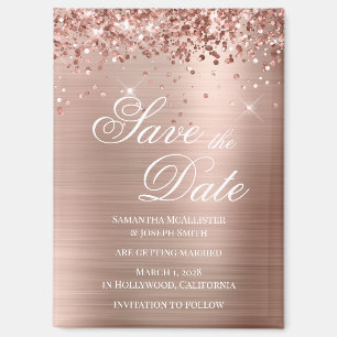 Glitterie Rose Gold Foil Save the Date Magnet