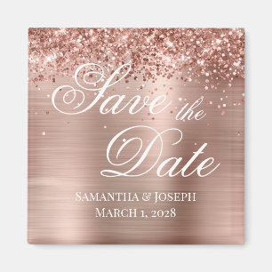 Glitterie Rose Gold Foil Save the Date Magnet