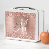 Glitterie Rose Gold Foil Schwarz und Weiß Monogram Metall Brotdose (Beispiel)