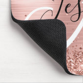 Glitterie Rose Gold Foil Schwarz und Weiß Monogram Mousepad (Ecke)