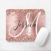 Glitterie Rose Gold Foil Schwarz und Weiß Monogram Mousepad (Mit Mouse)
