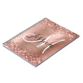 Glitterie Rose Gold Foil Schwarz und Weiß Monogram Notizblock (Linke Seite)