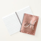 Glitterie Rose Gold Foil Schwarz und Weiß Monogram Notizblock (Innenseite)