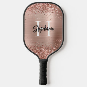 Glitterie Rose Gold Fossil Mit Monogramm Pickleball Schläger