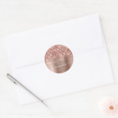 Glitterie Rose Gold Girly Signature Calligraphy Runder Aufkleber (Umschlag)