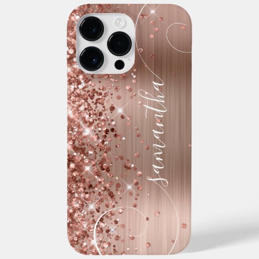 Glitterie Rose Gold Glam Curly Signature Case-Mate iPhone Hülle (Rückseite)