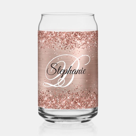 Glitterie Rose Gold Glam Extravagant Monogram Dosenglas (Vorderseite)
