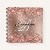 Glitterie Rose Gold Glam Gradient Monogram Notizblock (Vorderseite)