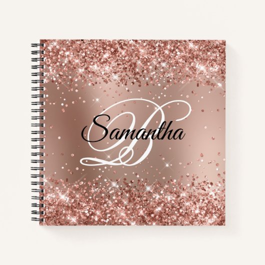 Glitterie Rose Gold Glam Gradient Monogram Notizblock (Vorderseite)