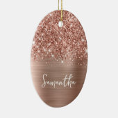 Glitterie Rose Gold Glam Name Oval Foto Keramik Ornament (Rechts)