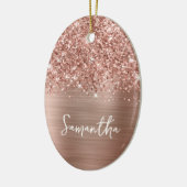 Glitterie Rose Gold Glam Name Oval Foto Keramik Ornament (Links)