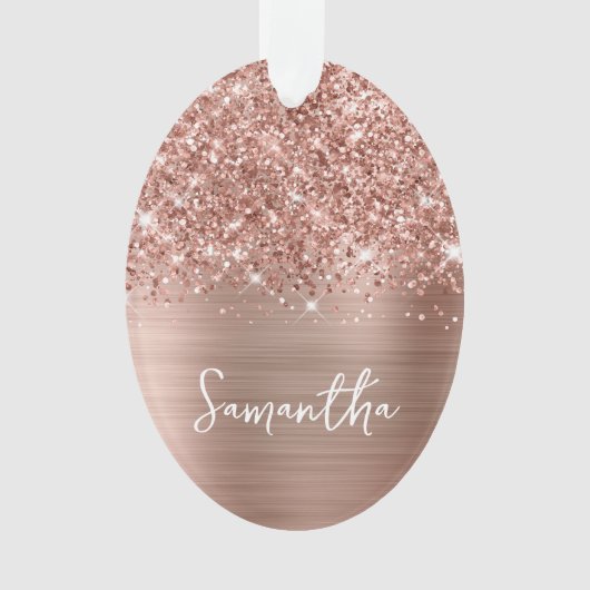 Glitterie Rose Gold Glam Name Oval Ornament (Vorderseite)