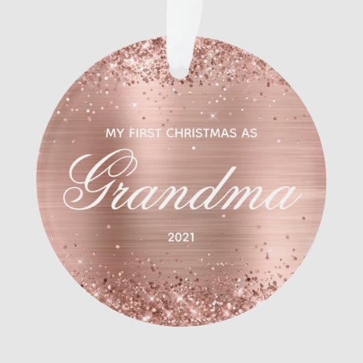 Glitterie Rose Gold Meine ersten Weihnachten als O Ornament (Vorderseite)