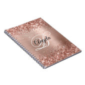 Glitterie Rose Gold Metallic Extravagant Monogram Notizblock (Rechte Seite)