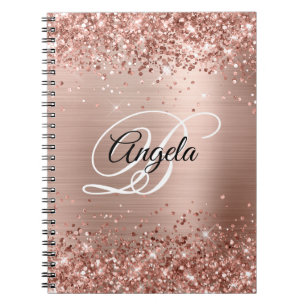 Glitterie Rose Gold Metallic Extravagant Monogram Notizblock
