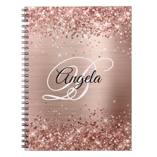 Glitterie Rose Gold Metallic Extravagant Monogram Notizblock (Vorderseite)