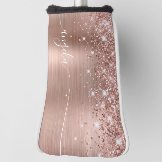 Glitterie Rose Gold Metallic Girly Glam Signature Golf Headcover (Rotieren 90)