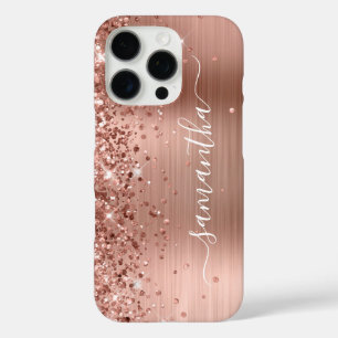 Glitterie Rose Gold Metallic Girly Signature iPhone 16 Pro Hülle