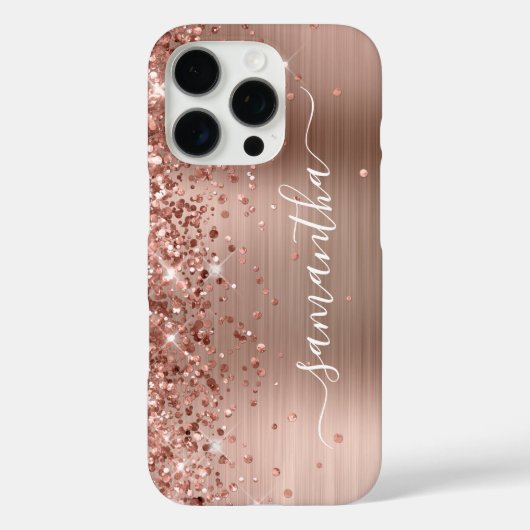 Glitterie Rose Gold Metallic Girly Signature Case-Mate iPhone Hülle (Rückseite)