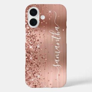 Glitterie Rose Gold Metallic Girly Signature iPhone 16 Hülle