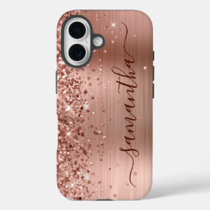 Glitterie Rose Gold Metallic Girly Signature iPhone 16 Hülle