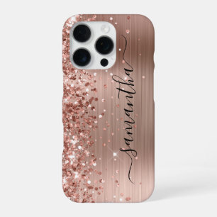 Glitterie Rose Gold Metallic Girly Signature iPhone 16 Pro Hülle