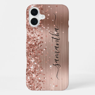 Glitterie Rose Gold Metallic Girly Signature iPhone 16 Plus Hülle