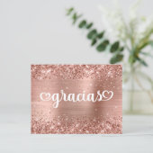 Glitterie Rose Gold Niedlich Hearts Mis Quince Gra Postkarte (Stehend Vorderseite)