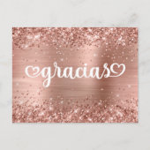 Glitterie Rose Gold Niedlich Hearts Mis Quince Gra Postkarte (Vorderseite)