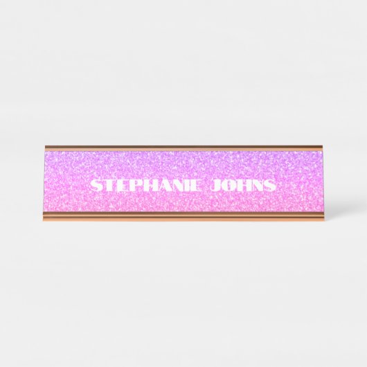Glitterie Rose Gold Pink Monogram Individuelle Nam Schreibtischnamensplakette (Vorderseite )