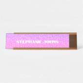 Glitterie Rose Gold Pink Monogram Individuelle Nam Schreibtischnamensplakette (Vorderseite )