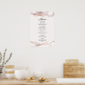 Glitterie Rose Gold White Agate 2 Grenz Menü A4 Poster (Küche)