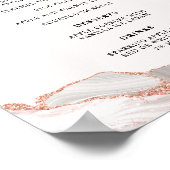 Glitterie Rose Gold White Agate 2 Grenz Menü A4 Poster (Ecke)