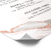 Glitterie Rose Gold White Agate Getränkemenü A4 Poster (Ecke)