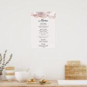 Glitterie Rose Gold White Agate Menü A4 Poster (Küche)