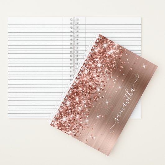 Glitterie Rose Goldene Foil Moderne Giro Signatur Notizblock (Innen)