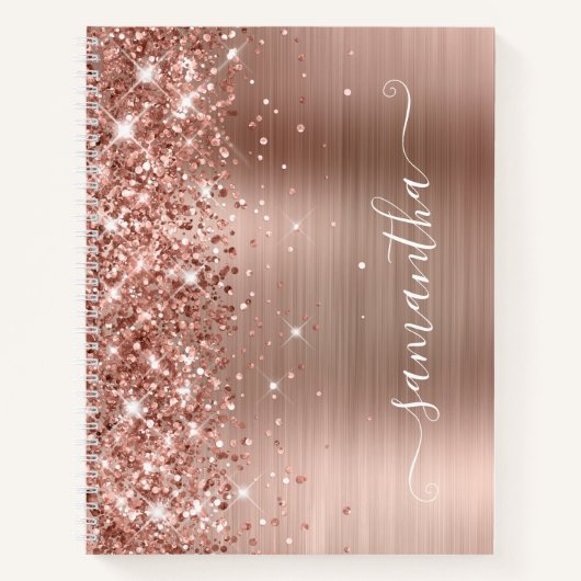 Glitterie Rose Goldene Foil Moderne Giro Signatur Notizblock (Vorderseite)