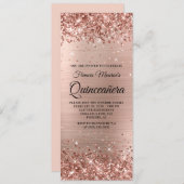 Glitterie Rose Goldene Foil Quinceañera Einladung (Vorne/Hinten)