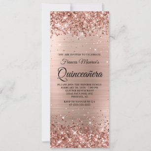 Glitterie Rose Goldene Foil Quinceañera Einladung