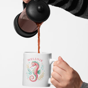 Glitterie Seepferd Wasserfarben Monogramm Kaffeetasse