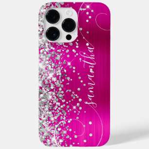 Glitterie Silber und Hot Pink Glam Curly Signature Case-Mate iPhone 14 Pro Max Hülle