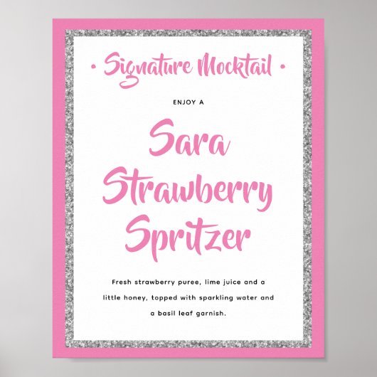 Glitterie Silver Frame Signature Mocktail Rosa Poster (Vorne)