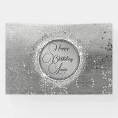 Glitterie Sterne auf Silberner Personalisierter Ge Banner (Horizontal)