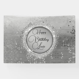 Glitterie Sterne auf Silberner Personalisierter Ge Banner