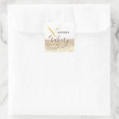 Glitterie Walzen Button & Whisk Koch Skript-Bäcker Quadratischer Aufkleber (Tasche)