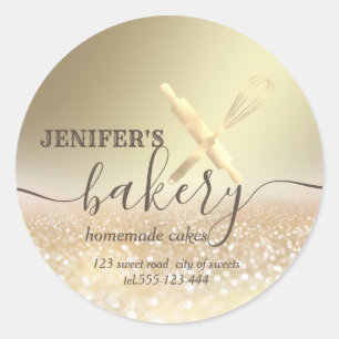 Glitterie Walzen Button & Whisk Koch Skript-Bäcker Runder Aufkleber