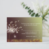 Glittering Abend Dandelion Wedding RSVP Karte (Stehend Vorderseite)